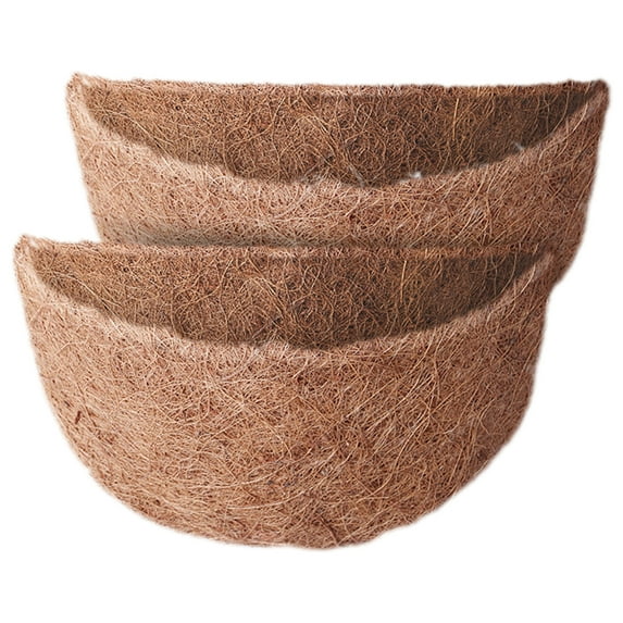 Dream Lifestyle 2PCS Half Round Replacement Coco Liner for Hanging Basket Wall Flower Basket,Half Circle Wall Planter Coconut Fiber Plant Basket Liner for Garden Planter Pot
