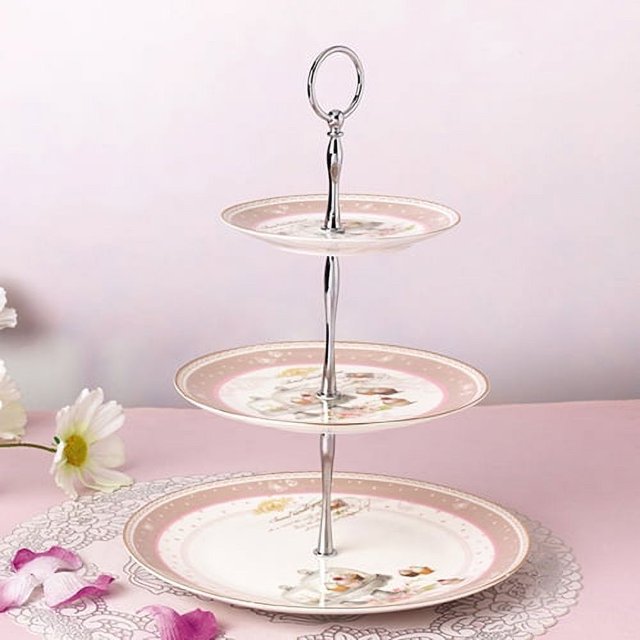 Dream Lifestyle 3 Tier Cake Plate Stand Handle Hardware, Golden/Silver