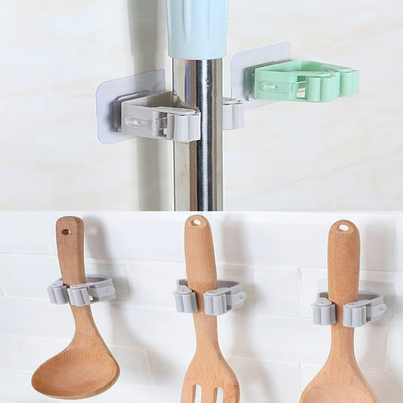 Dream Lifestyle 4 PCS Broom Holders,Sturdy Broom Holder Wall Mount,Broom Gripper Holds Self Adhesive No Drilling Super Anti-Slip,Dustpan Hanger,for Home,Kitchen,Garden,Garage