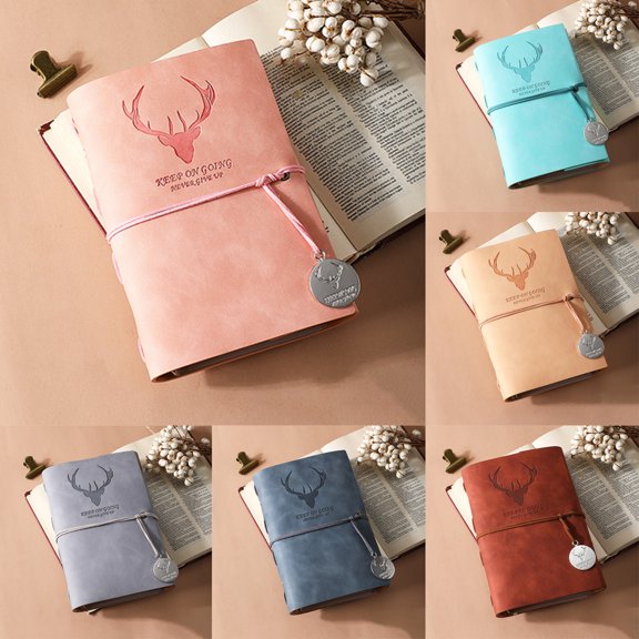 Dream Lifestyle A6 Loose-Leaf Detachable Bandage Notebook with Elk Pendant,Hand Ledger Diary