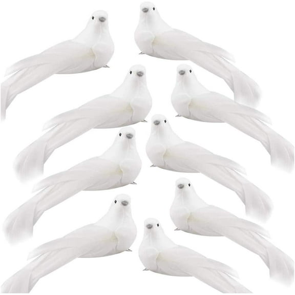 Dream Lifestyle Artificial Birds Artificial Dove Artificial Feather Birds Artificial Pigeons Doves Ornament Artificial Simulation Foam Bird White Dove Decoration with Metal Clip Craft Bird 12pcs