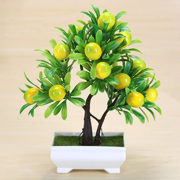 Dream Lifestyle Artificial Potted Fruit Tree Artificial Bonsai Fruits Plant Miniascape Artificial Plant Potted Orange Fruit Tree Desktop Ornament for Desk Bonsai Decor Wedding Party Decoration