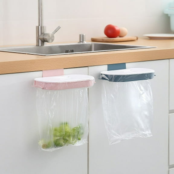 Dream Lifestyle Over The Cabinet Plastic Trash Bag Holder, Portable Hanging Trash Bag Holder Door Back Style Trash Garbage Bags Stand for Kitchen RV Bathroom Dorm Room and Office
