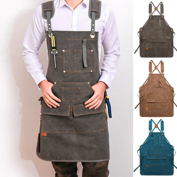 Dream Lifestyle Canvas Work Apron, Heavy Duty Tool Apron for Men & Women with Loop, Multiple Pockets Shop Apron Chef Apron with Adjustable Cross-Back Straps