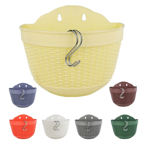 Dream Lifestyle Colorful Wall Hanging Planter Pot with Hook,Half Round Vertical Self Watering Hanging Wall Flower Basket,for Kitchen Balcony Fence Railing Decor Supplies Mulit-Sizes
