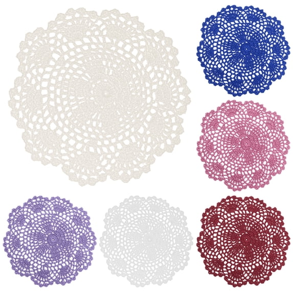 Dream Lifestyle Crochet Lace Cup Coasters, 20cm Diameter, 6pcs Set