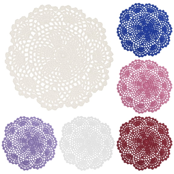 Dream Lifestyle Crochet Lace Cup Coasters, 20cm Diameter, 6pcs Set