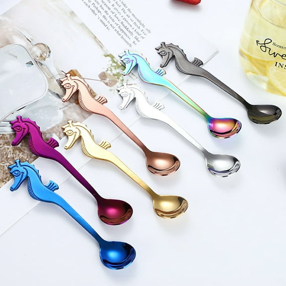 Dream Lifestyle Demitasse Espresso Spoons, Seahorse Mini Coffee Spoon, 5 Inches Stainless Steel Small Spoons Used for Dessert Tea Cocktail Appetizer, Heat-Resistant & Rust-Proof