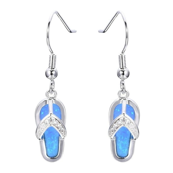 Dream Lifestyle Fashion Earrings,Summer Beach Women Rhinestone Flip Flops Pendant Hook Earrings Jewelry Gift - Blue
