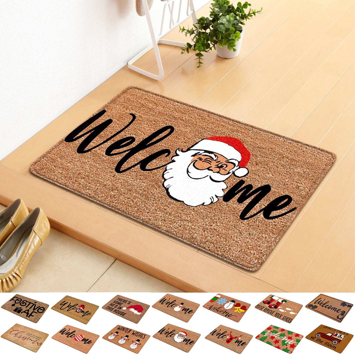 Christmas Rugs Winter Holiday Welcome Doormats Non-Skid Floor Mat for  Indoor Outdoor Home Garden Welcome Doormat, 24 x 16In 