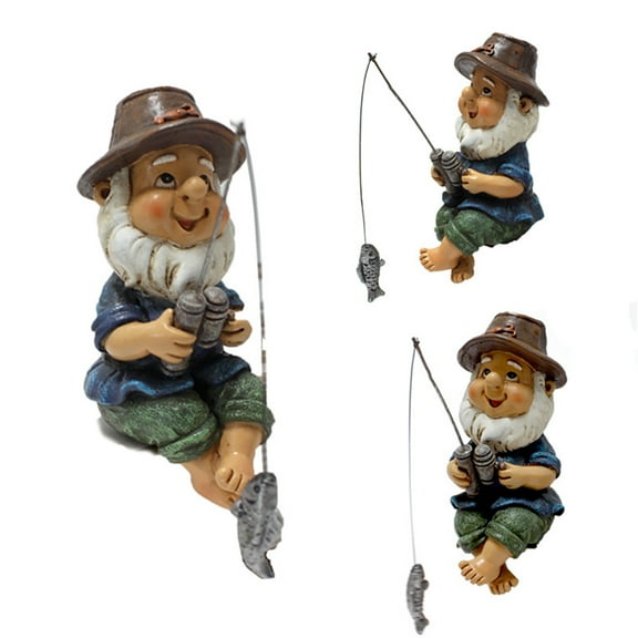 Dream Lifestyle Garden Gnome Statue - Resin Fishing Gnome Dwarf Elf Figurines - Outdoor Garden Gnomes Ornaments - Funny Lawn Gnome Statue Decor, Full Color