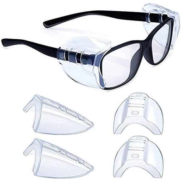 Dream Lifestyle Glasses Side Shields, Glasses Side Cover, Safety Glasses Side Shields Clear Flexible Slip on Side Shields for Safety Glasses Fits Small to Medium Eyeglasses Frames 2 Pairs