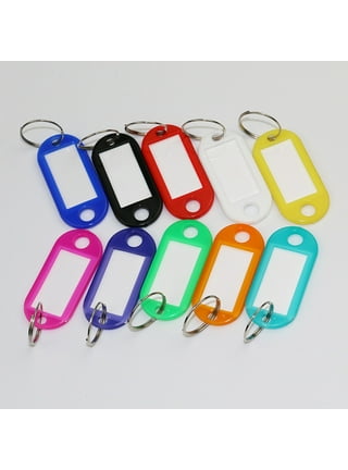 TOSEERY 300 Pcs Color Plastic PP Key Plastic Keychain Heavy Duty Keychain Heavy Duty Key Ring Key Tag with Keychain Blank Key Tag Keyrings for Car