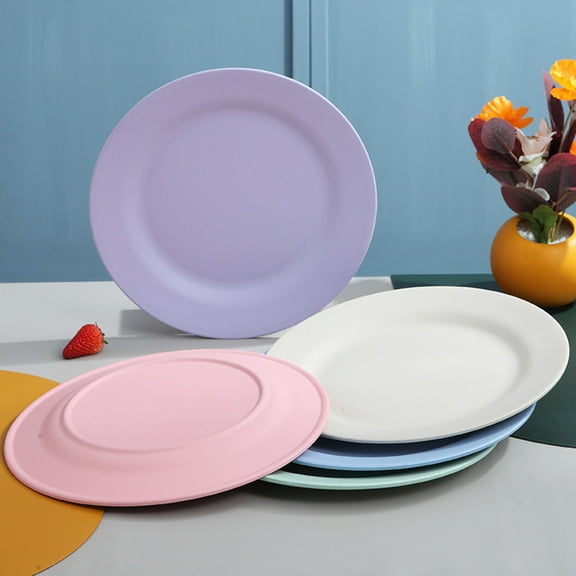 Dream Lifestyle Lightweight Plastic Plates, Reusable Unbreakable Dinner Plates Holds Food Snack Fruit Salad and More, Dishwasher & Microwave Safe & Assorted Colors