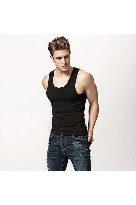 Men Vest Sleeveless Cool Elastic Summer Men Vest Skinny Undershirt for Everyday Wear