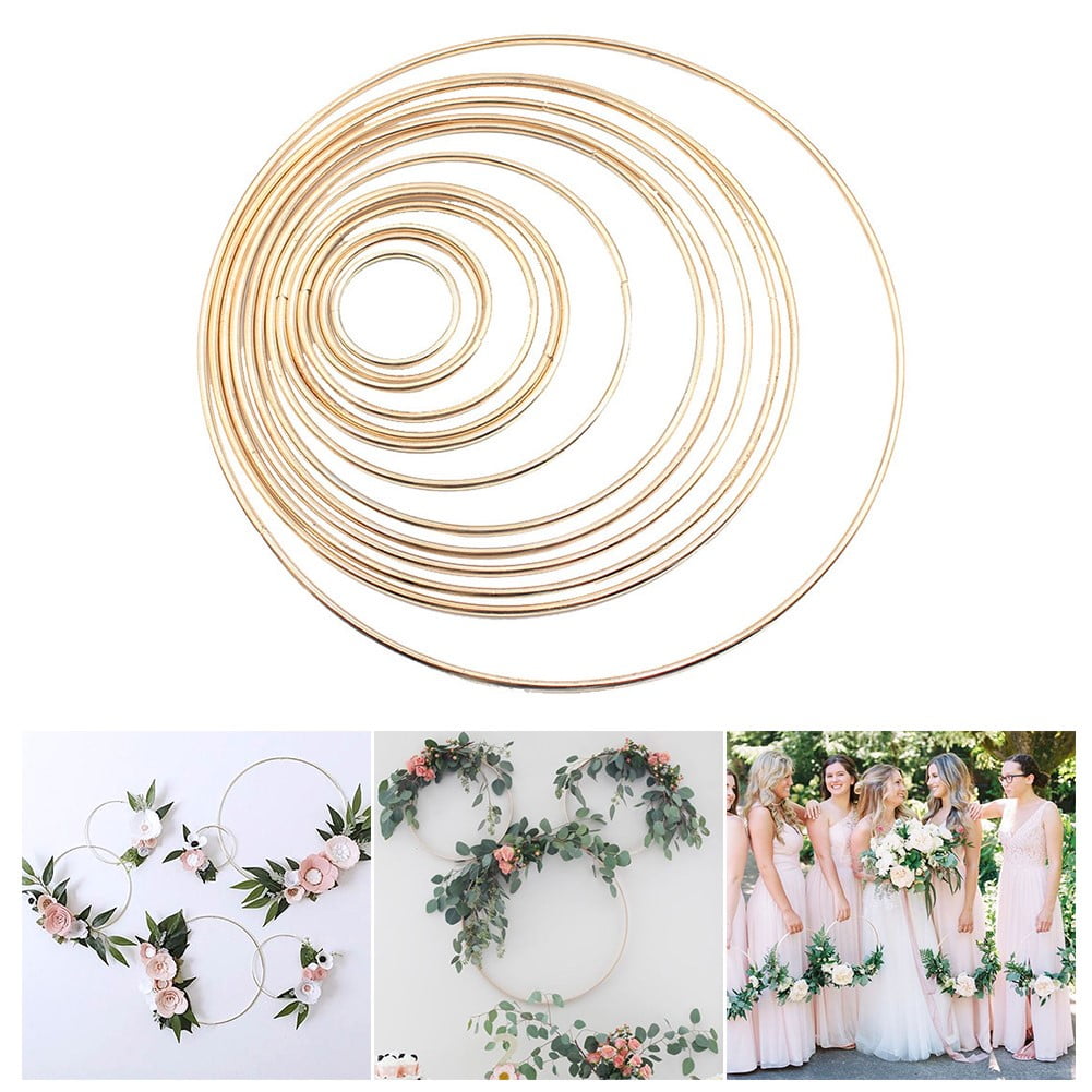 Dream Lifestyle Metal Floral Hoop Wreath Macrame Gold Craft Hoop Rings