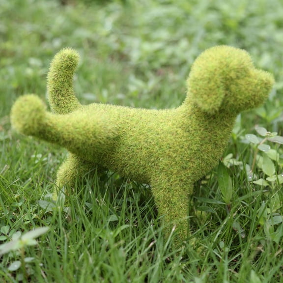Dream Lifestyle Moss Dog Statue - Artificial Turf Grass Puppy, Flocked Animal Figurines Ornament for Home ,Office Desk ,Easter Party Garden Yard