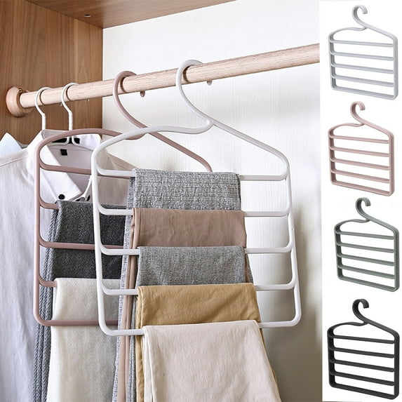 Dream Lifestyle Pants Hanger , Multi-Layer Anti-Slip Jeans Trouser Hanger Plastic Closet Rack, for Pants Tie Scarf Jeans Clothes, Multifunctional & Space Saving
