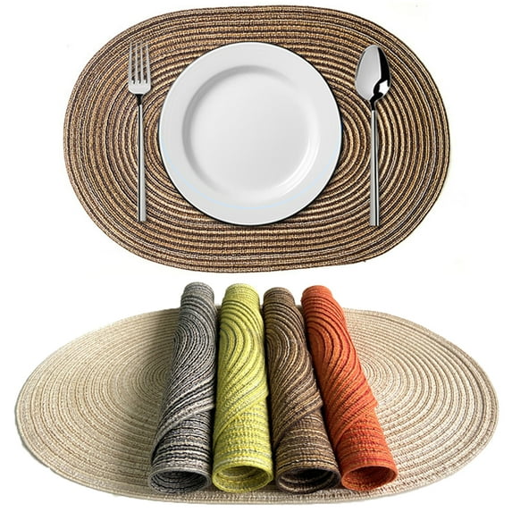 Dream Lifestyle Placemat Cotton Yarn Oval Place Mat Heat Resistant Kitchen Table Mats Non-slip Heat Resistant Soup Plate Bowl Mat Coaster for Party Restaurant Dining Table Home Decor 19.7"x13.8"
