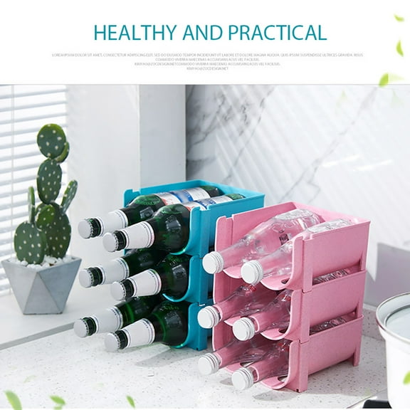 Dream Lifestyle Refrigerator Can Holder, Stackable Fridge Beverage Bottle Dispenser, Soda Cola Juice Beer Bottle Storage Bin for Refrigerator Freezer Countertop Cabinets & Pantry Can Organizer