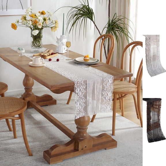 Dream Lifestyle Table Runner Lace Table Runner Tablecloth Vintage Lace Cloth Runner Flower Floral Embroidery Table Runner for Wedding Party Birthday Baby Shower Home Decoration Table Decor