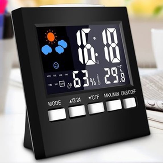 Dream Lifestyle Weather Station Wireless Indoor Outdoor Thermometer,Color Display Digital Weather Thermometer with Alarm Clock,Temperature Humidity Monitor with Adjustable Backlight