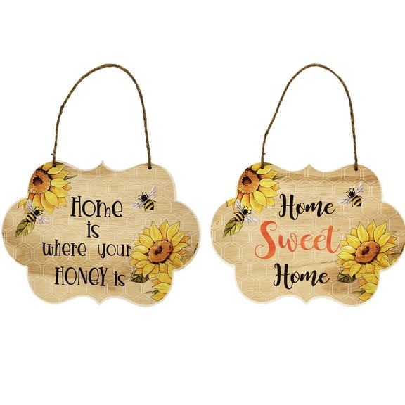 Dream Lifestyle Welcome Door Sign,Wooden Art Crafts Sunflower Hanging Sign Door Decor,Happy Bee Day Wall Hanging Pendant Plaque,for Garden Vintage Home Decor Housewarming Gift