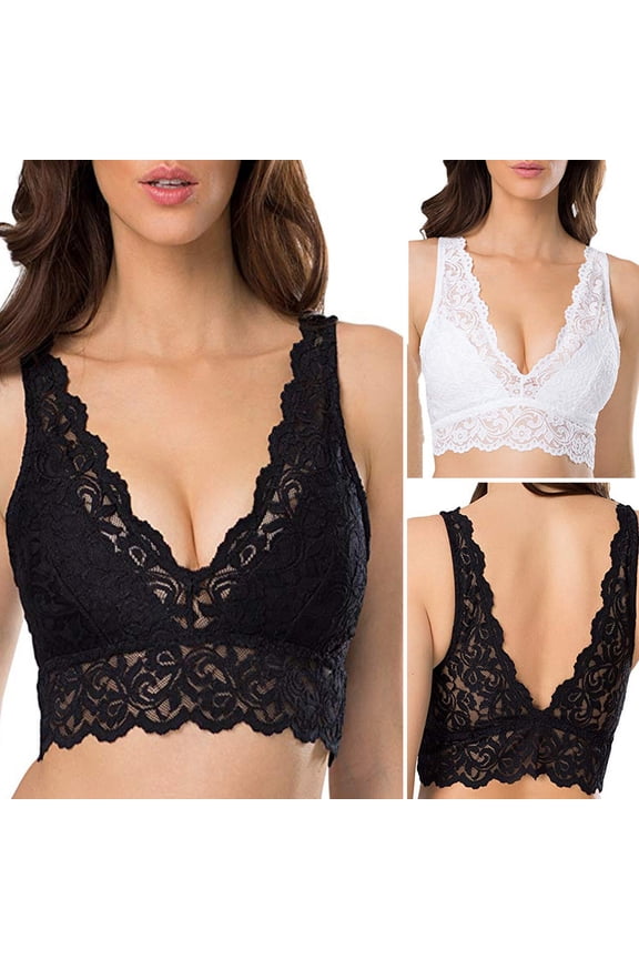 Women Bralette Lace Edge Sexy Refreshing Wire Free Comfortable Full Cup Bralette for Female