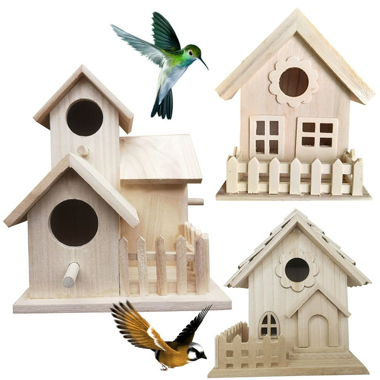 Dream Lifestyle Wooden Birdhouses - Crafts for Girls and Boys - Kids and Adults Bulk Arts Crafts - Creative Shape DIY Unfinished Wood Bird House,for