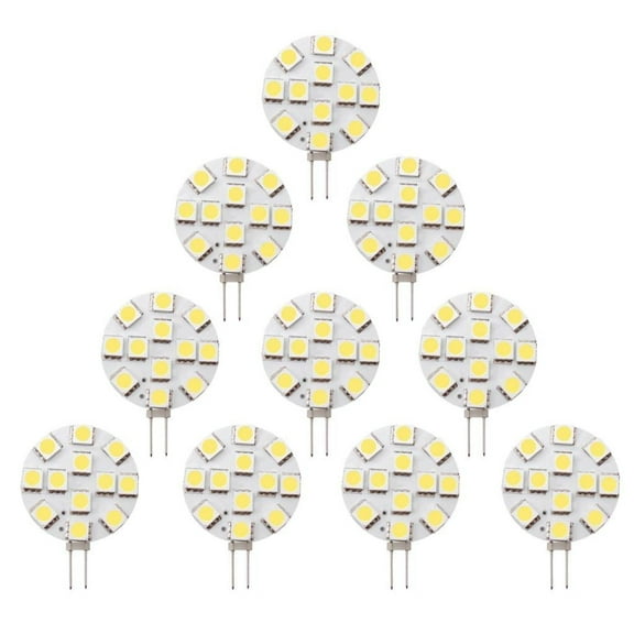 Dream Lighting 12V DC LED 1.9 Watt G4 Bulb / JC10 Bi-Pin 20W Halogen Replacement for Auto Trailer Car Boat Interior Kitchen Under Cabinet Dimmable Cool White, 10-Pack