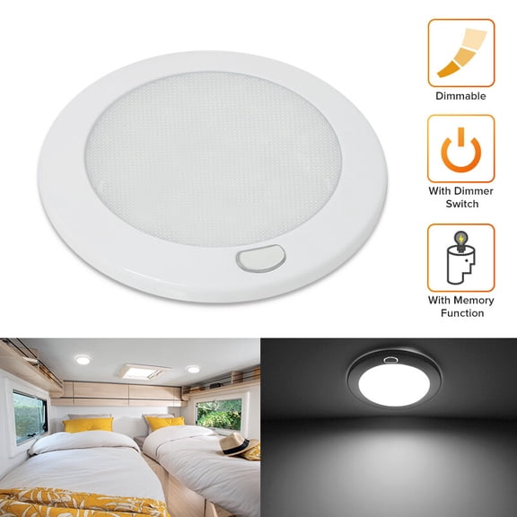 Dream Lighting 12volt 5inch LED Panel Ceiling Light for RV Caravan Coach Boat Interior White Bezel Cool White Lighting