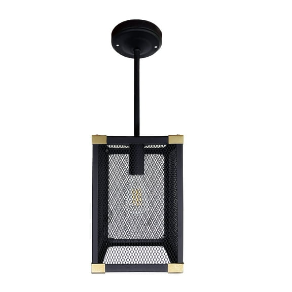 Dream Lighting 17.6" 12V LED Pendant Light,Cubic Shape,Matte Black, Mesh Design,RV Camper Kitchen Dinning Room,3500K, Includes Edison Bulb