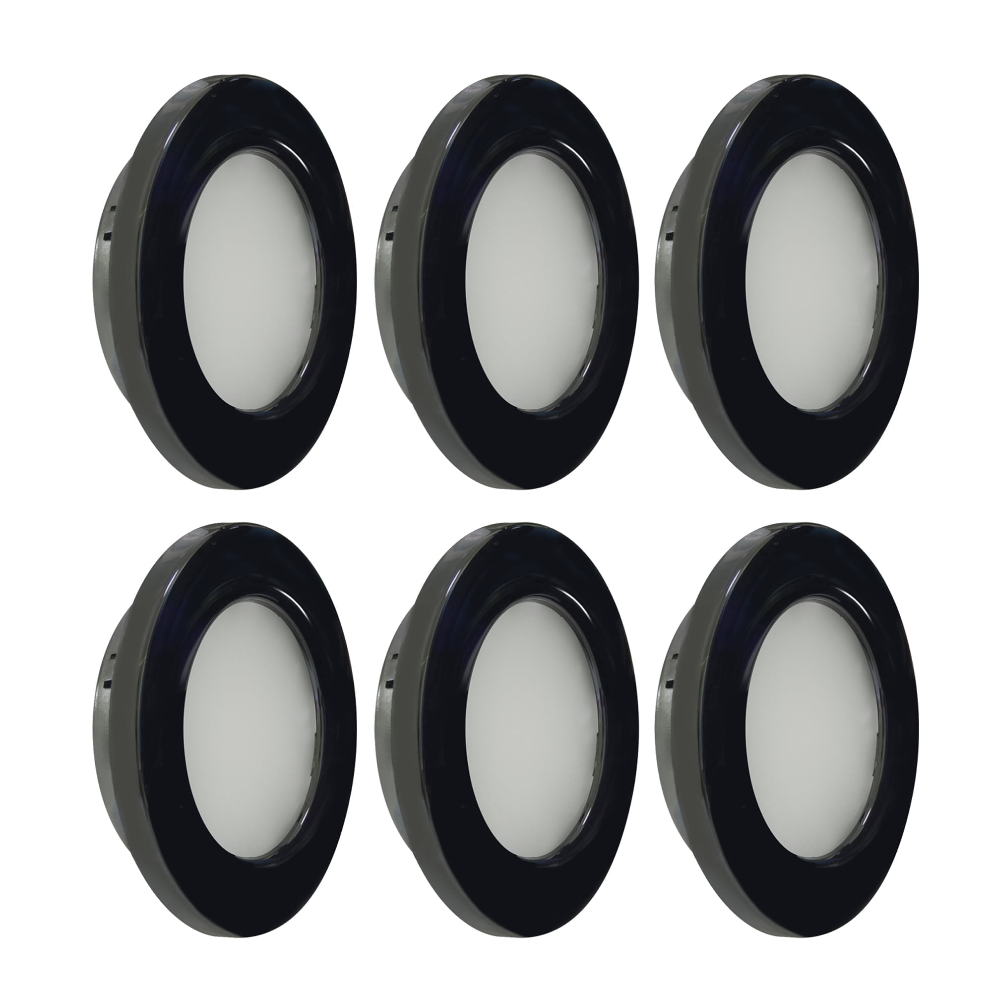 Warm White LED Recessed Down Light with Black Shell, Pack of 6