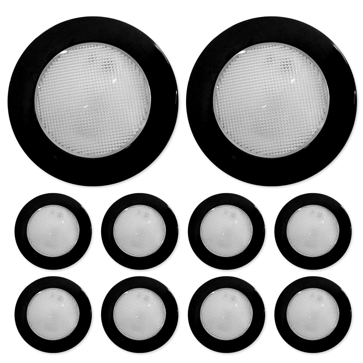 Dream Lighting 3.5" 12V LED Puck Lights, Cool White, 10-Pack, IP66 Waterproof, Surface Mount,Black Shell,for RV Ceiling, Cabinet, Under Counter, Kitchen