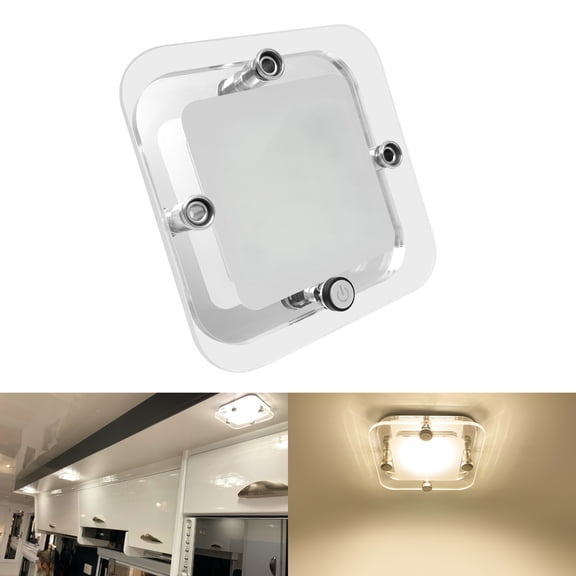 Dream Lighting 3.5in LED Square Ceiling Light, 12Volts, RV Camper Kitchen, Down Light, with Switch, Warm White