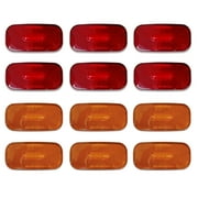 Dream Lighting 3.9" LED Side Marker Clearance Light,12Volts,for RV Trailer Truck Lorry Car, 6 Amber Lights & 6 Red Lights