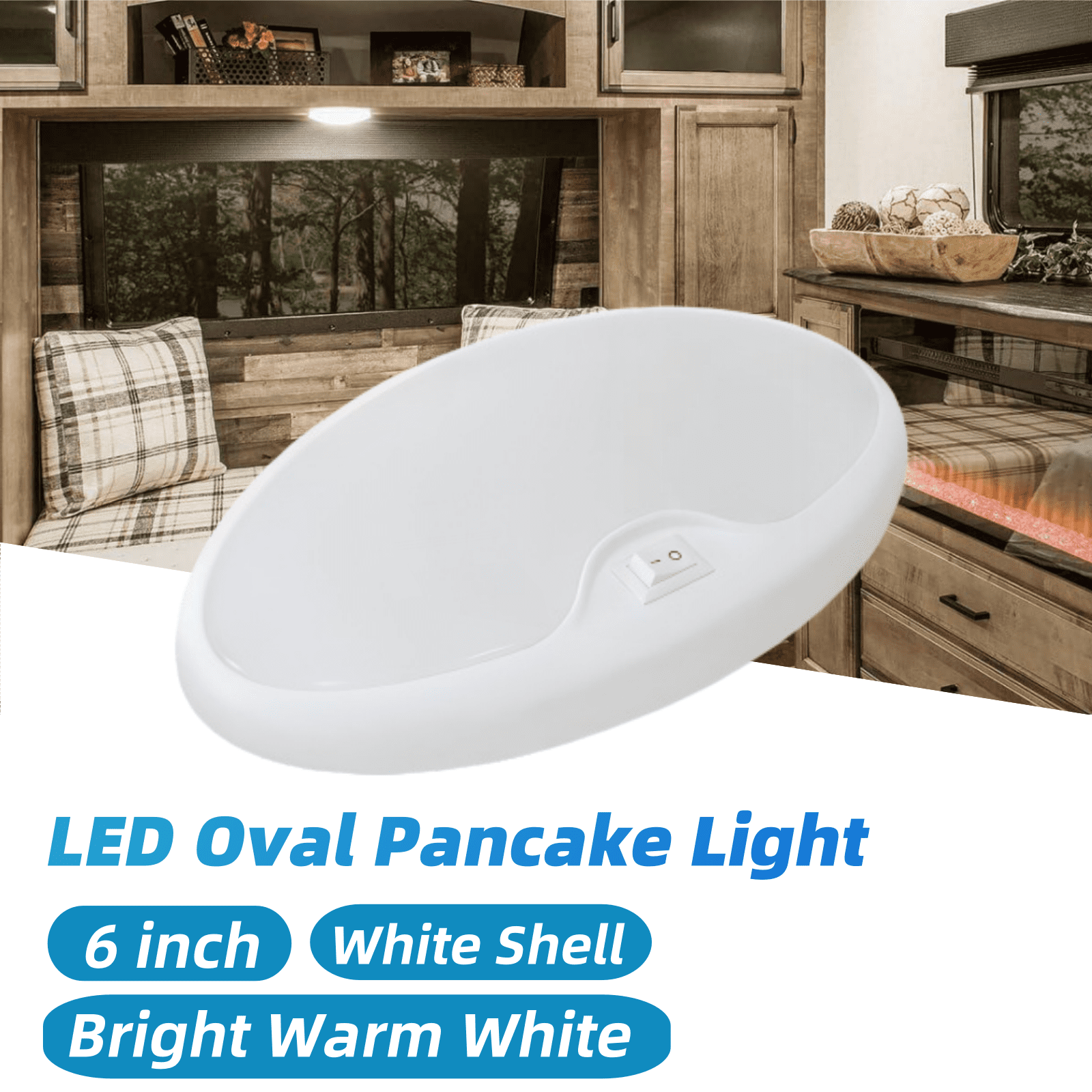 Dream Lighting LED Ceiling Dome Light,6 inch 12Volts,Warm White, for RV Camper, Boat, Yacht, Cabinets