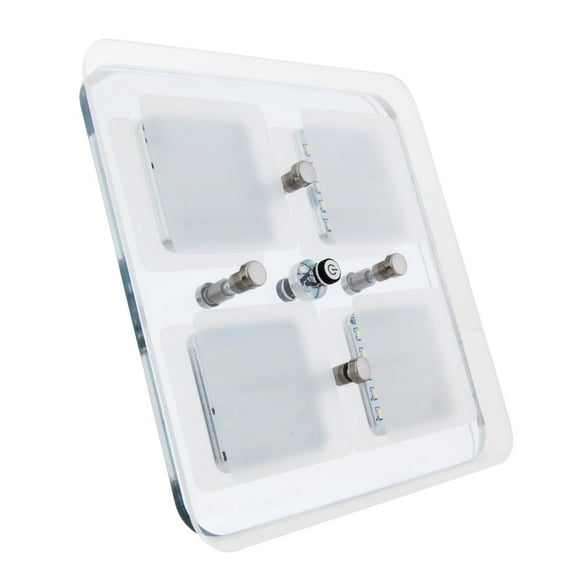 Dream Lighting 7" LED Panel Light, 12V RV Square Ceiling Light, Warm White, Crystal Lens, 3-Level Dimmer, for RV, Trailer, Boat, Marine Interior