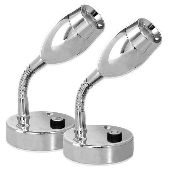 Dream Lighting LED Bedside Reading Light,12Volts,for RV Camper Trailer,Flexible Desk Wall Mount Lamp,Warm White & Blue,2-Pack