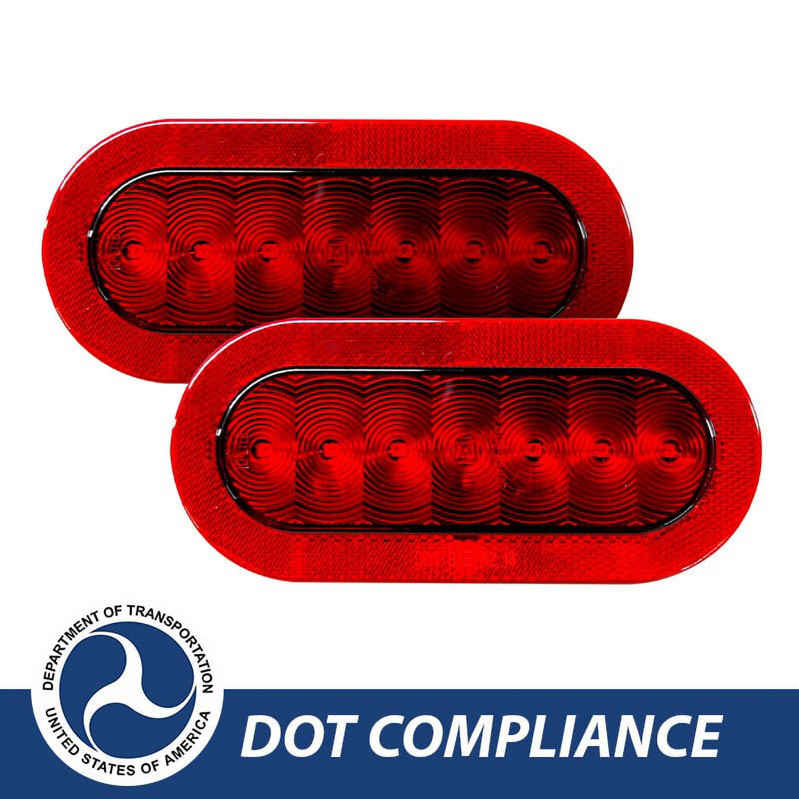 Dream Lighting LED 7.8inch Red Oval Tail Light Waterproof Stop Brake Turn Trailer Lights for RV