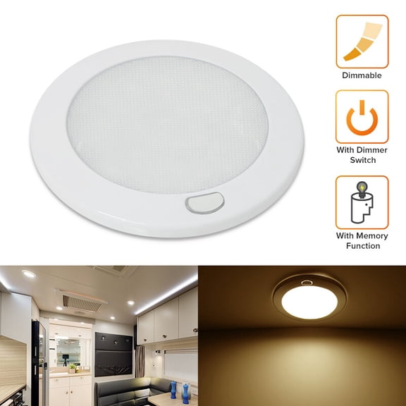 Dream Lighting LED Panel Ceiling Light,12volt 5" ,with Dimmer Switch, Memory Function,Caravan Coach Boat Interior, Warm White