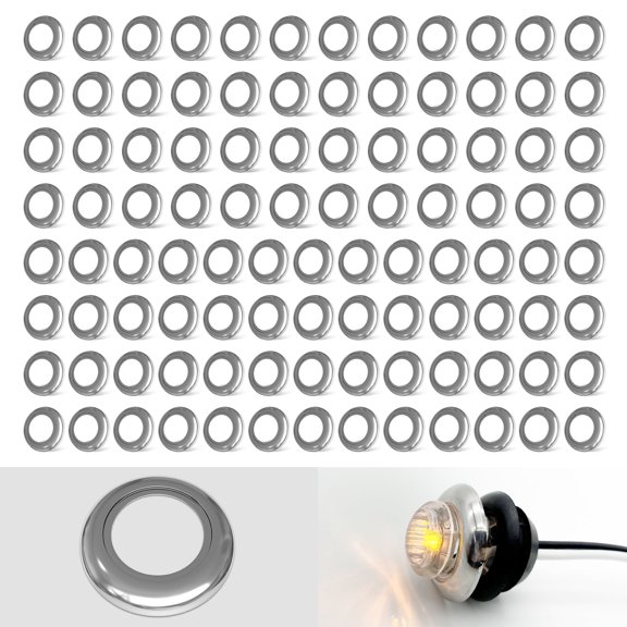 Dream Lighting Round Chrome Trim Bezel Ring,for 3/4" LED Side Marker Clearance Lights,RV Trailer,100 Pieces