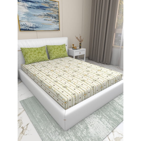 Dream Living 3-Piece King Size Soft Microfiber Bed Sheet Set- Green Flora bale