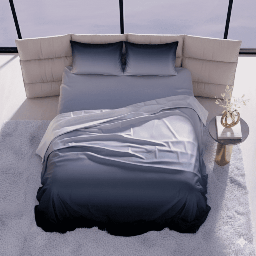 Dream Living Premium King Size Ombre Bedsheet - Twilight Grey & Black ...