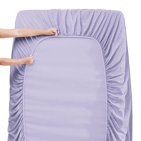 Dream Living Solid Queen Size 4 Piece Bedsheet Set includes 1 Fitted Sheet, 1 Flat sheet Set, 2 Pillow Covers with Deep Pocket Soft Microfiber (Lavender)