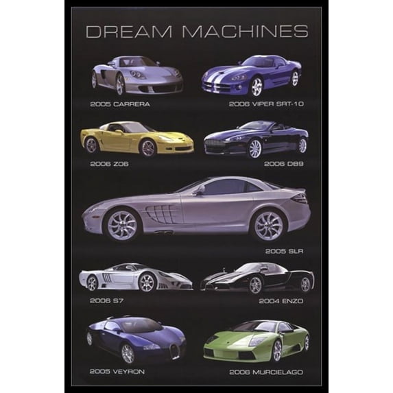 Dream Machines - Cars Laminated & Framed Poster (24 x 36)