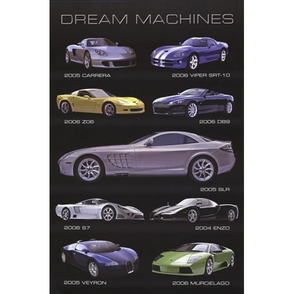 Dream Machines - Cars Laminated Poster (24 x 36)