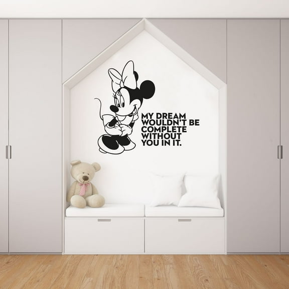 My Dream Minnie Mouse Quote Disney Cartoon Quotes Wall Sticker Art Decal for Girls Boys Room Bedroom Nursery Kindergarten House Fun Home Decor Stickers Wall Art Vinyl Decoration Size (18x20 inch)