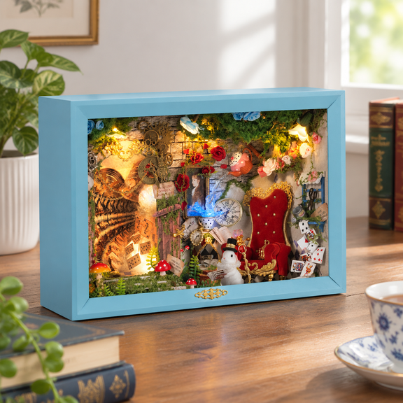Dream Moment Miniature House Building Kit for Adults, Detailed Craft Set with LED Lights