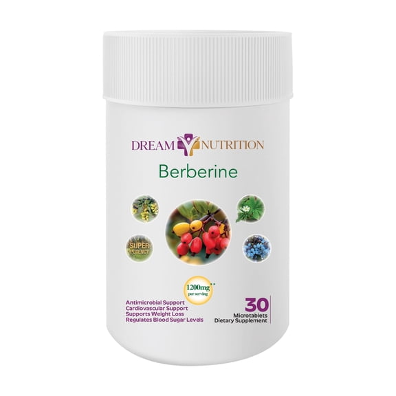 Dream Nutrition Ultra Potency Berberine 1200mg 30 (One-Per-Day) tablets 30 day supply Sustained release, weight loss, blood sugar management, insulin management, metabolism support